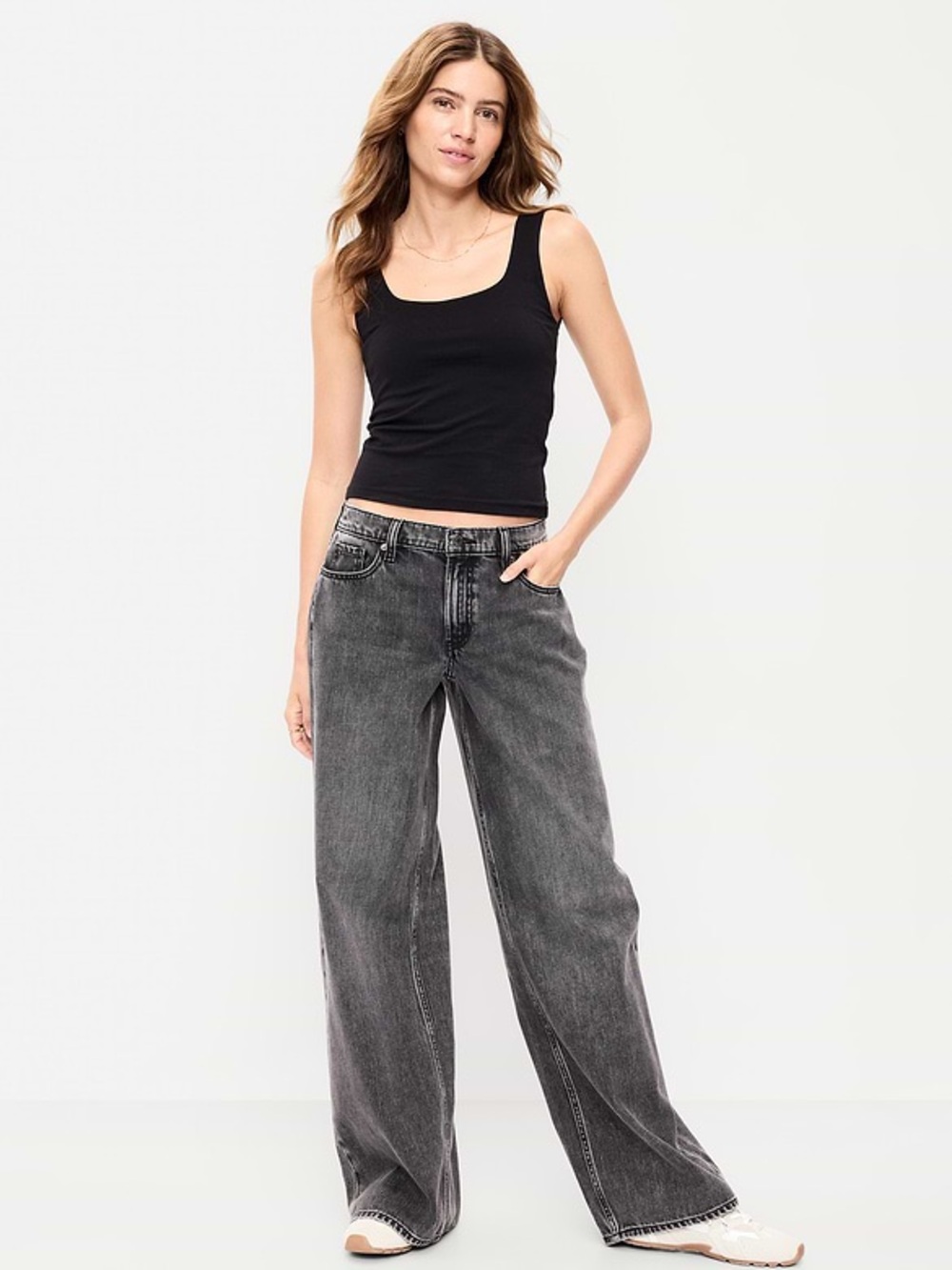 Old Navy Wide Leg Jeans in Washed Black size 4 short